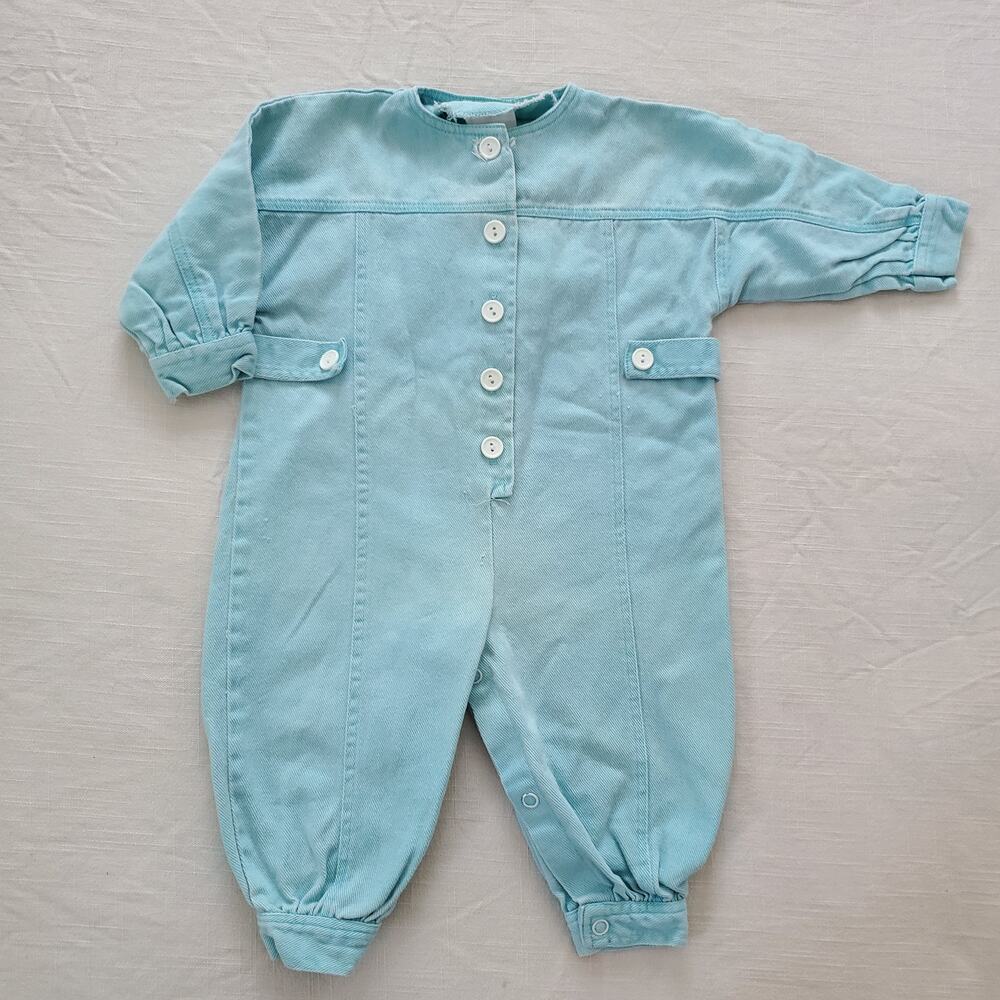 Vintage Sky Blue Denim Bodysuit 9 months